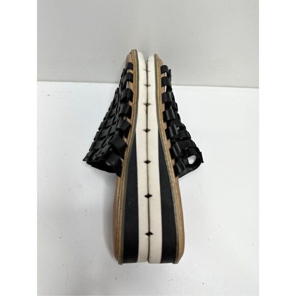 Me too Arien Sandals Womens Size 6.5 Black Woven Slip On Leather Slide - Picture 6 of 8